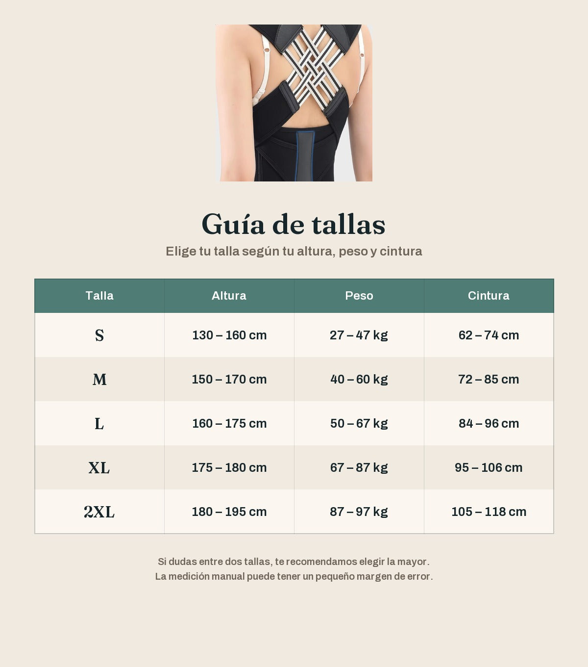 Guía de tallas en español: altura, peso y cintura por talla